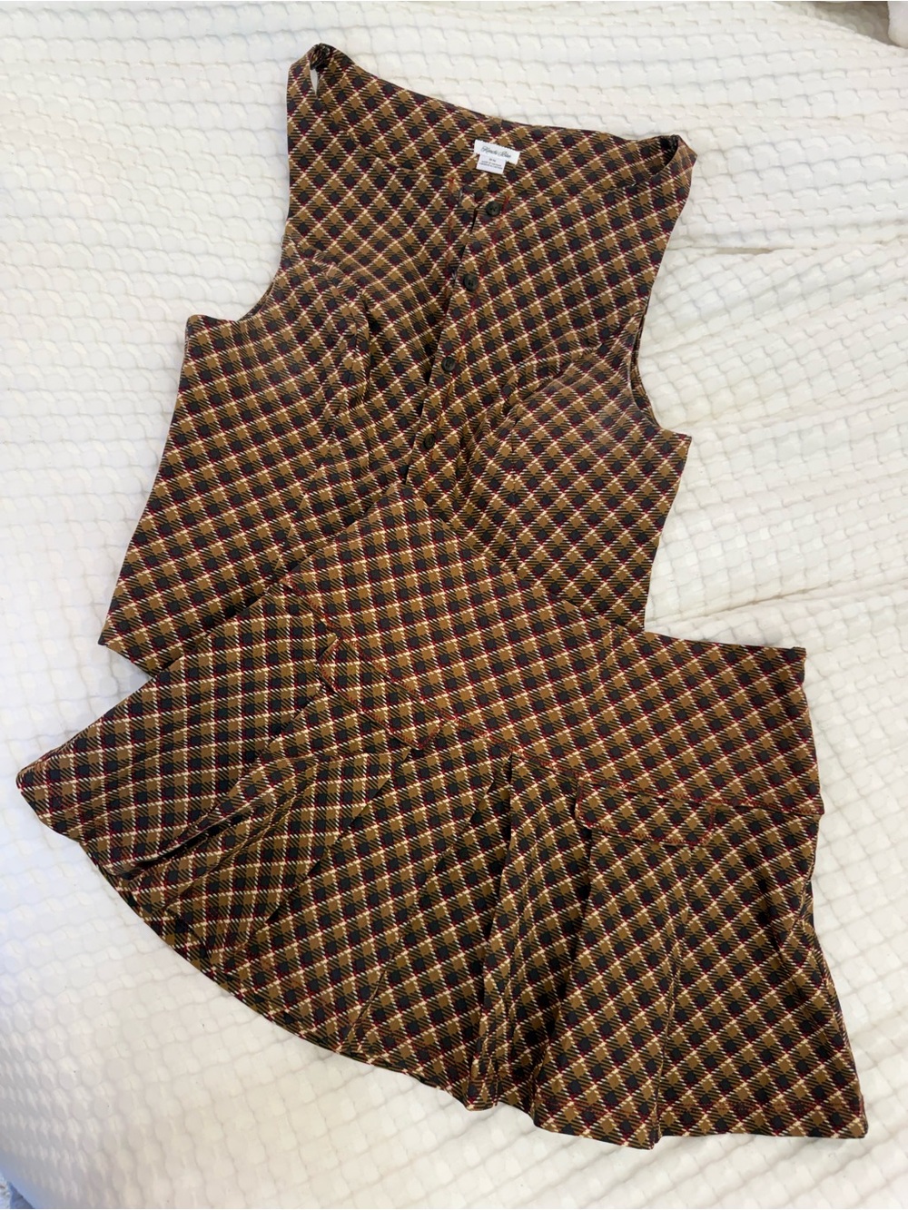 Kimchi Blue - Plaid Top and Skirt Set in Brown - Picture 5 of 7
